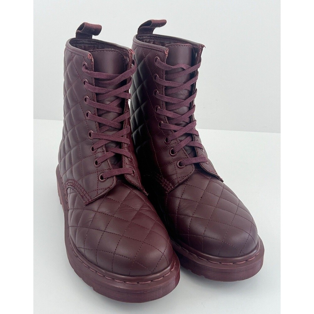 Dr Martens Coralie Cherry Red Quilted Leather Combat Boots Womens 7 EU 38